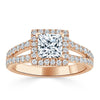 Princess Cut Lab Diamond Engagement Ring, Classic Halo with Split Shank