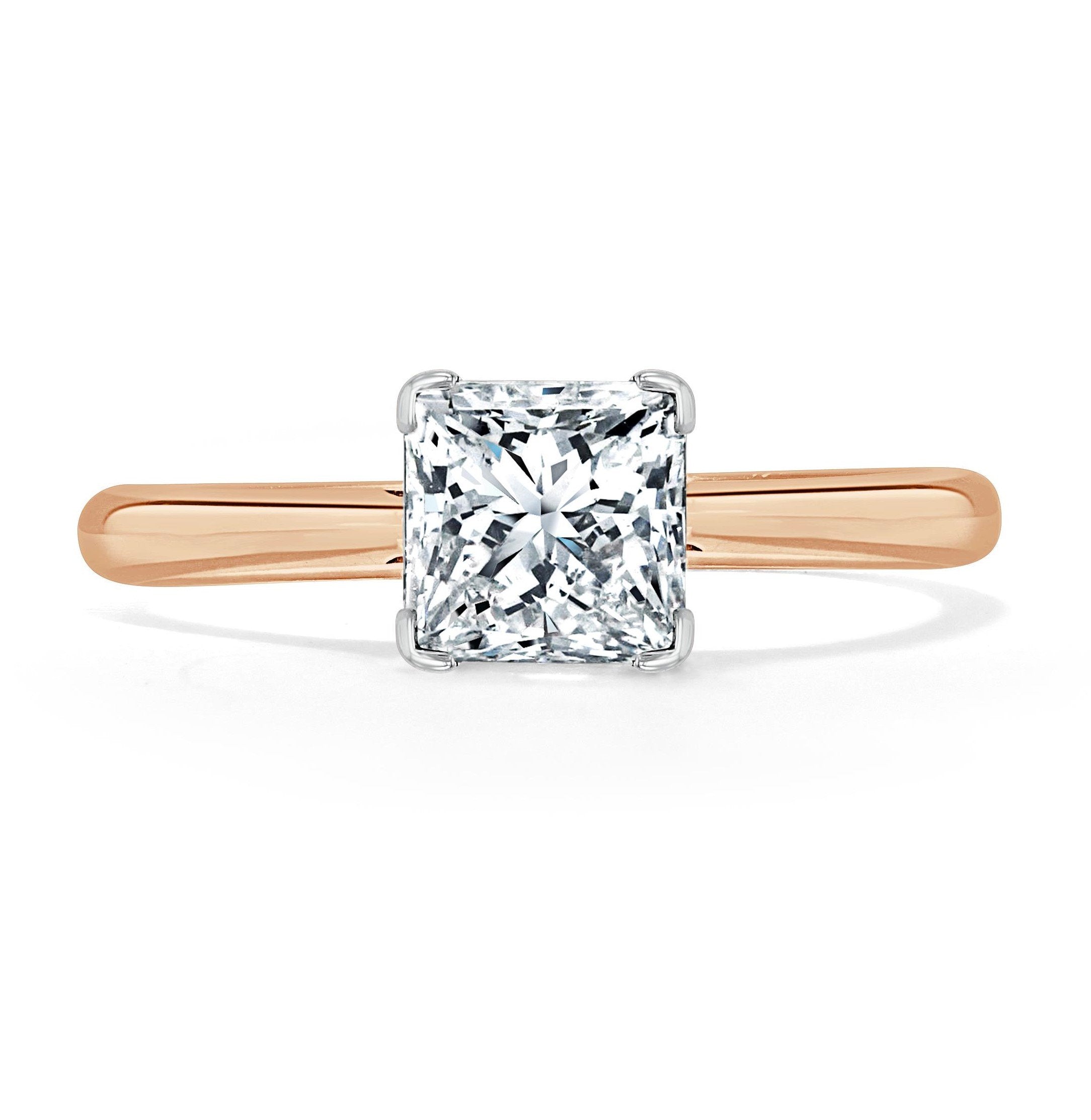 Princess Cut Lab Diamond Engagement Ring, Classic Style
