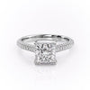 Princess Cut Lab Diamond Engagement Ring, Pave Set Shoulders