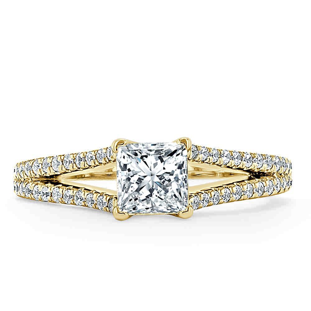 Princess Cut Lab Diamond Engagement Ring, Split Shank