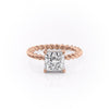 Princess Cut Lab Diamond Engagement Ring, Twisted Band With Hidden Halo