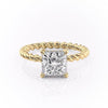 Princess Cut Lab Diamond Engagement Ring, Twisted Band With Hidden Halo