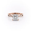 Princess Cut Lab Diamond Engagement Ring, Twisted Stone Set Shoulders