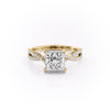 Princess Cut Lab Diamond Engagement Ring, Twisted Stone Set Shoulders