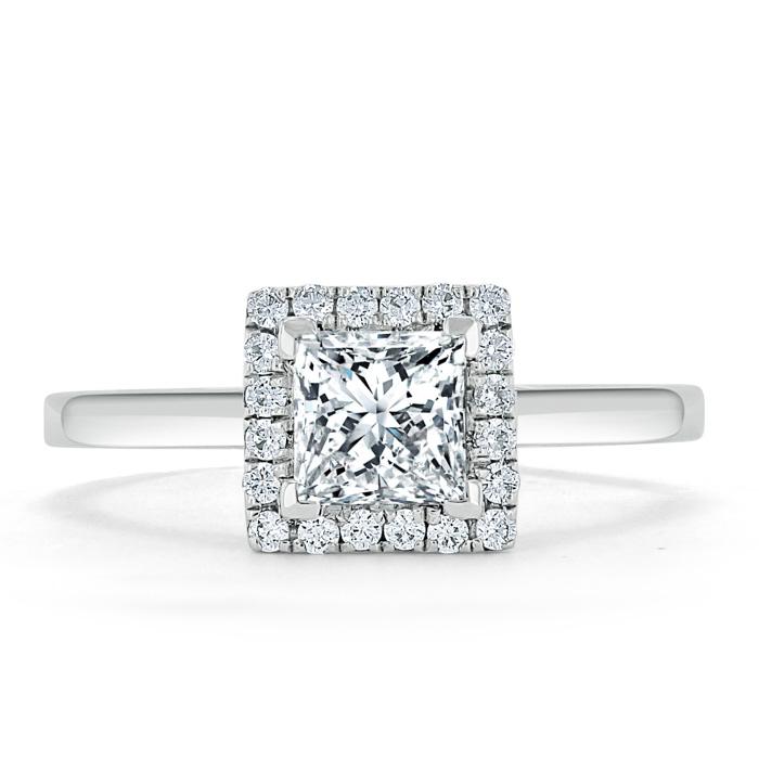Princess Cut Lab Diamond Halo Engagement Ring