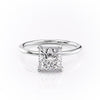 Princess Cut Lab Diamond, Plain Band & Hidden Halo