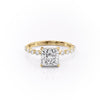 Princess Cut Lab Diamond Shoulder Set Ring With Hidden Halo