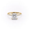 Princess Cut Lab Diamond Shoulder Set Ring With Hidden Halo