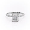 Princess Cut Lab Diamond Shoulder Set Ring With Hidden Halo