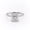 Princess Cut Lab Diamond Shoulder Set Ring With Hidden Halo