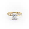 Princess Cut Lab Diamond Twisted Shoulder Set Ring With Hidden Halo