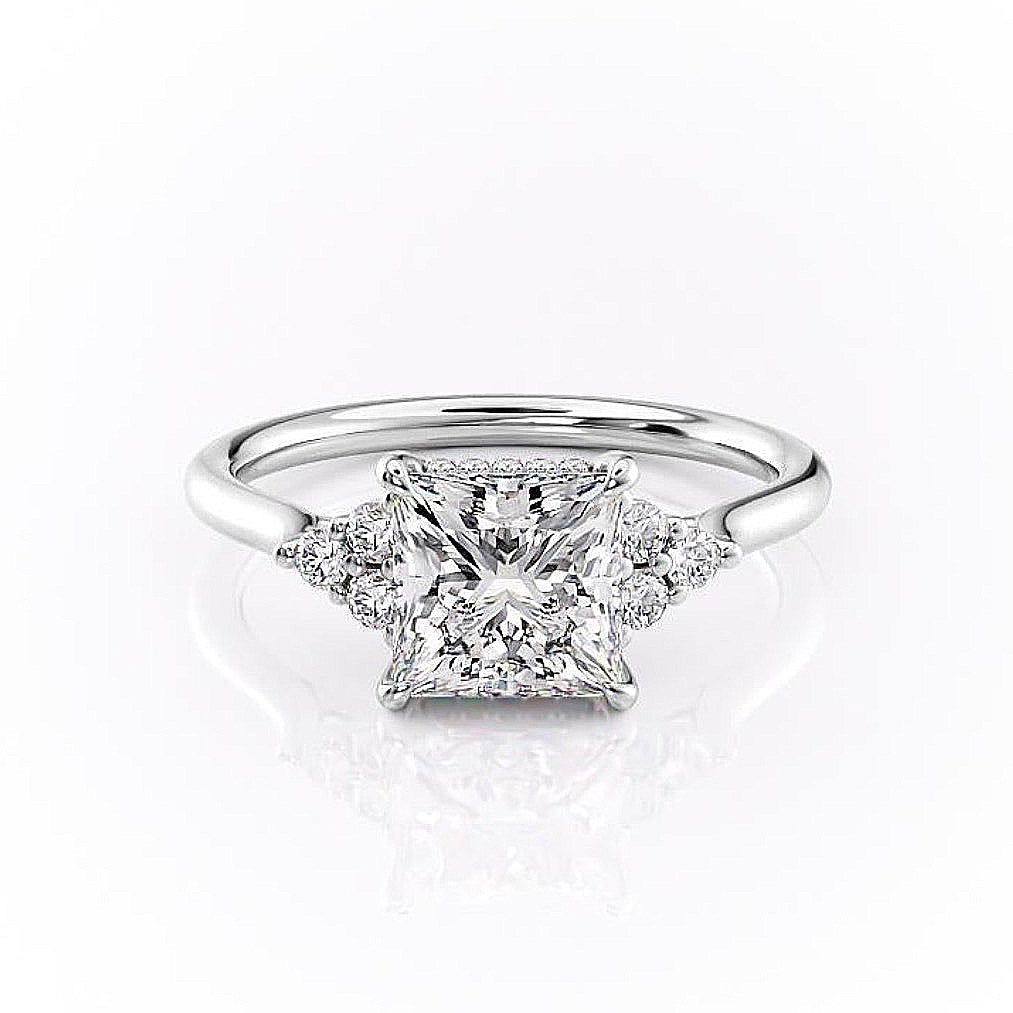 Princess Cut Lab Diamond With Side Stones