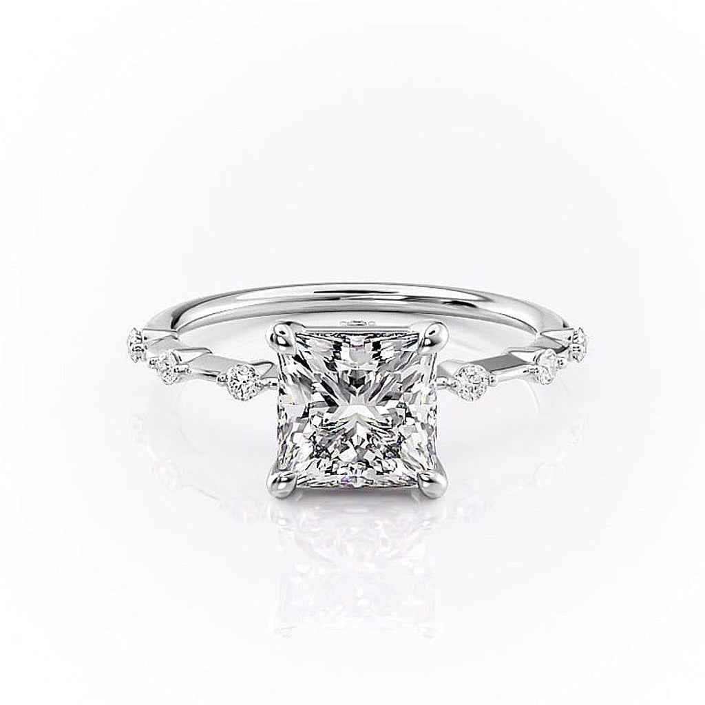 Princess Cut Lab Diamond With Stone Set Shoulders