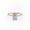 Radiant Cut Lab Diamond Engagement Ring, Hidden Halo