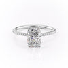 Radiant Cut Lab Diamond Engagement Ring, Hidden Halo