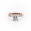 Radiant Cut Lab Diamond Engagement Ring, Pave Set Shoulders