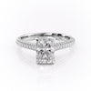 Radiant Cut Lab Diamond Engagement Ring, Pave Set Shoulders