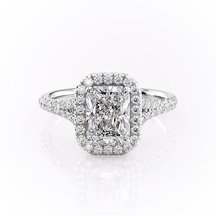 Radiant Cut Lab Diamond Engagement Ring, Split Shank