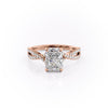 Radiant Cut Lab Diamond Engagement Ring, Twisted Stone Set Shoulders