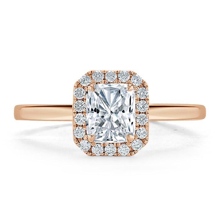 Radiant Cut Lab Diamond Halo Engagement Ring