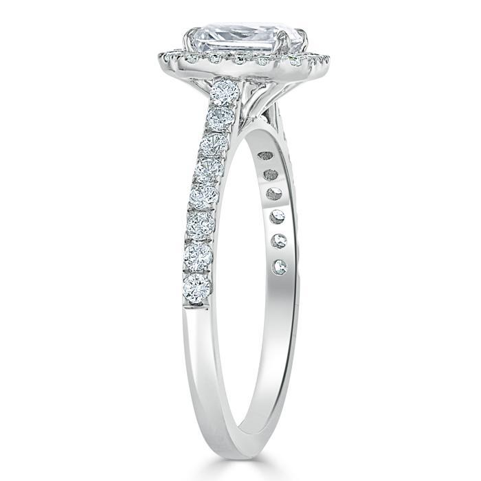 Radiant Cut Lab Diamond Halo Engagement Ring, Classic Style
