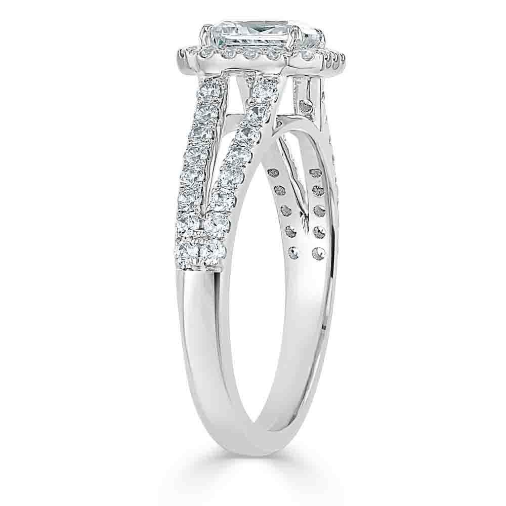 Radiant Cut Lab Diamond Halo Engagement Ring, Classic Style