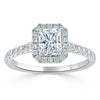 Radiant Cut Lab Diamond Halo Engagement Ring, Classic Style