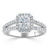 Radiant Cut Lab Diamond Halo Engagement Ring, Classic Style