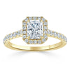 Radiant Cut Lab Diamond Halo Engagement Ring, Classic Style