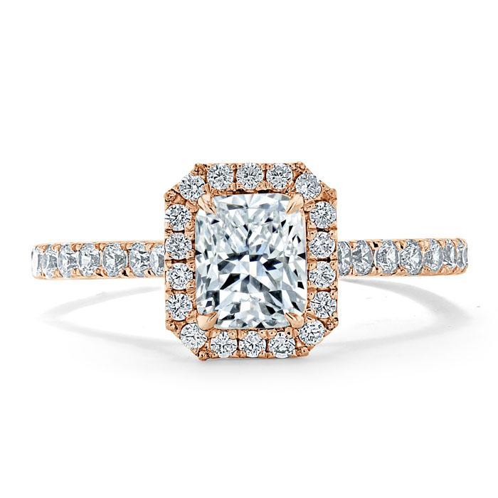Radiant Cut Lab Diamond Halo Engagement Ring, Classic Style