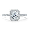 Radiant Cut Lab Diamond Halo Engagement Ring, Classic Style