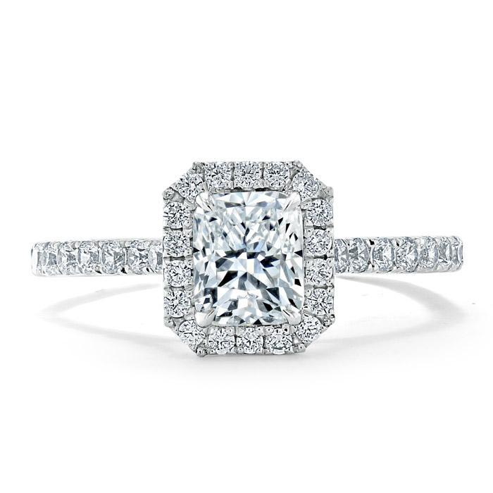 Radiant Cut Lab Diamond Halo Engagement Ring, Classic Style
