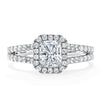 Radiant Cut Lab Diamond Halo Engagement Ring, Classic Style