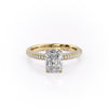 Radiant Cut Lab Diamond Pavé Set Shoulders With Hidden Halo