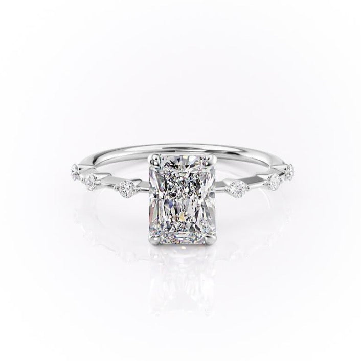 Radiant Cut Lab Diamond Ring, Delicate Vintage Style
