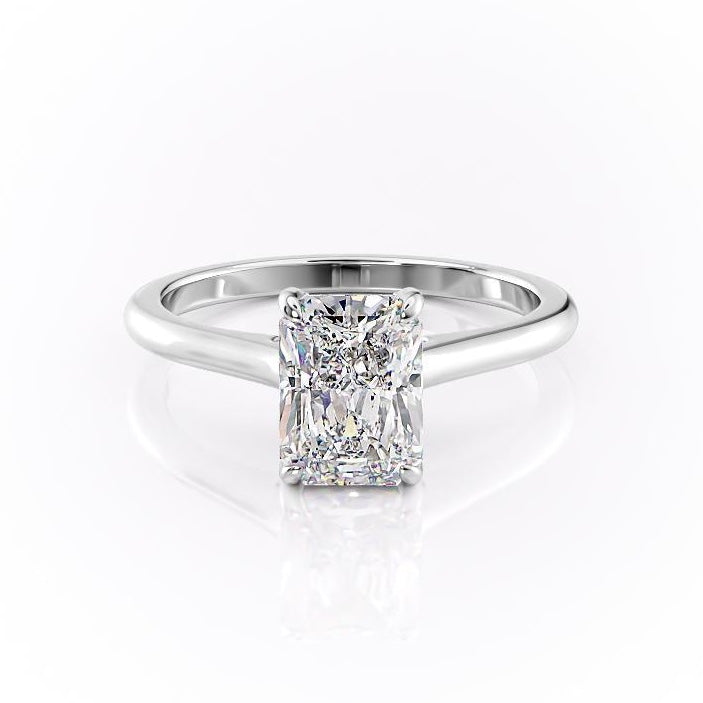 Radiant Cut Lab Diamond Ring, Hidden Halo