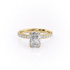 Radiant Cut Lab Diamond Shoulder Set Ring With Block Halo