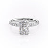 Radiant Cut Lab Diamond Shoulder Set Ring With Block Halo