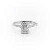 Radiant Cut Lab Diamond Shoulder Set Ring With Hidden Halo