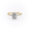 Radiant Cut Lab Diamond Shoulder Set Ring With Hidden Halo