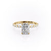Radiant Cut Lab Diamond Shoulder Set Ring With Hidden Halo