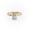 Radiant Cut Lab Diamond Twisted Shoulder Set Ring With Hidden Halo
