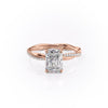 Radiant Cut Lab Diamond Twisted Shoulder Set Ring With Hidden Halo