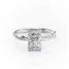 Radiant Cut Lab Diamond Twisted Shoulder Set Ring With Hidden Halo