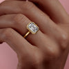 Radiant Cut Rubover Lab Diamond With Hidden Halo