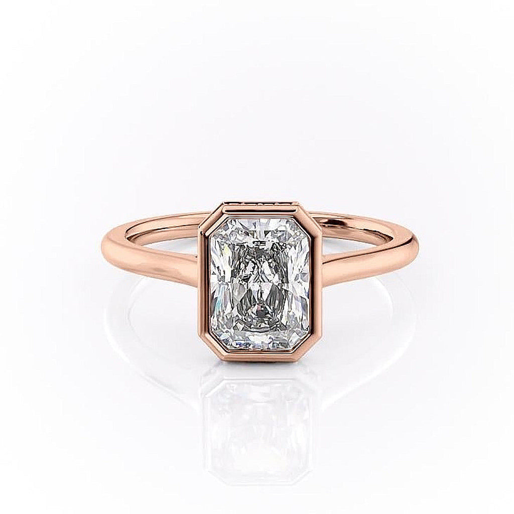 Radiant Cut Rubover Lab Diamond With Hidden Halo