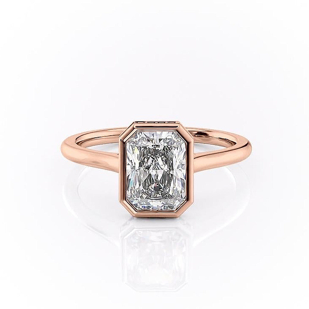 Radiant Cut Rubover Lab Diamond With Hidden Halo