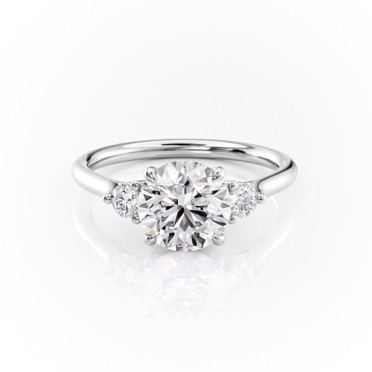 Round Cut Lab Diamond 3 Stone Ring