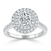 Round Cut Lab Diamond Double Halo Engagement Ring, Tiffany Style