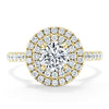 Round Cut Lab Diamond Double Halo Engagement Ring, Tiffany Style